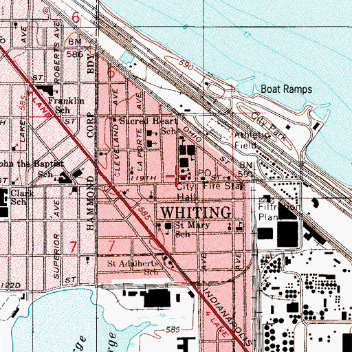 Topographic Map of Whiting, IN