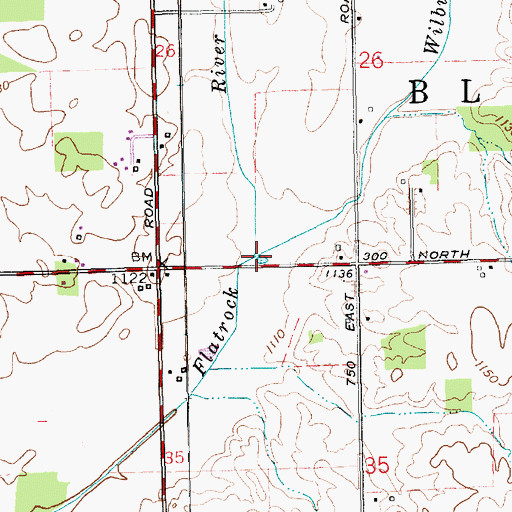 Topographic Map of Wilbur Wright Creek, IN