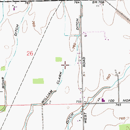 Topographic Map of William Clark Ditch, IN