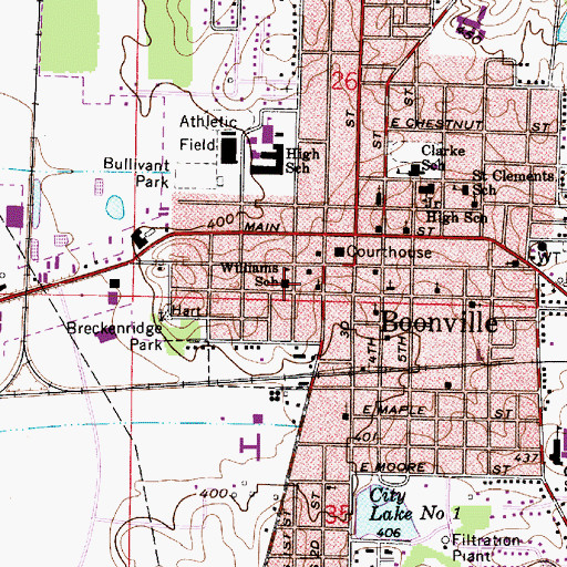 Topographic Map of Williams School, IN