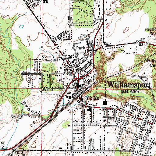 Topographic Map of Williamsport, IN