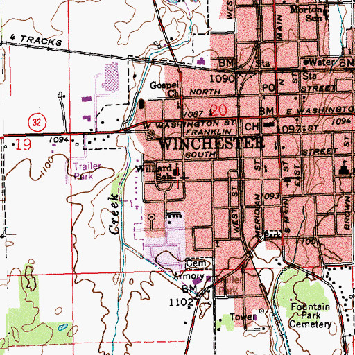 Topographic Map of Willard Elementary School, IN