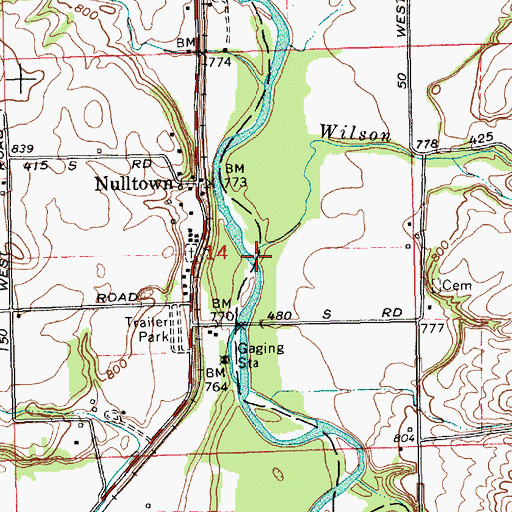 Topographic Map of Wilson Creek, IN