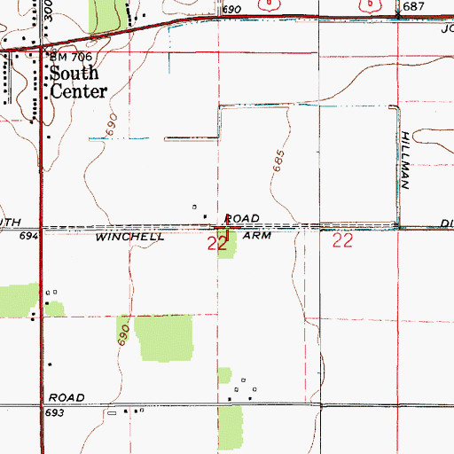 Topographic Map of Winchell Arm, IN