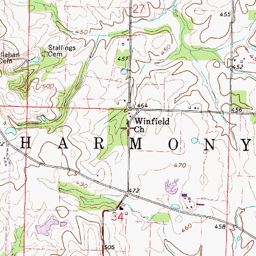 Topographic Map of Winfield Church, IN