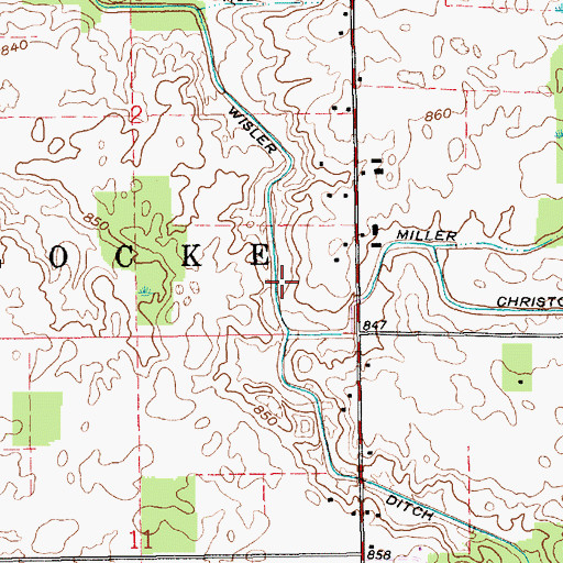 Topographic Map of Little Bingo Creek, IN
