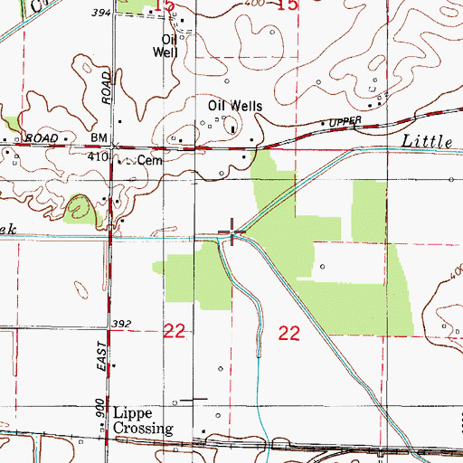 Topographic Map of Wolf Creek, IN