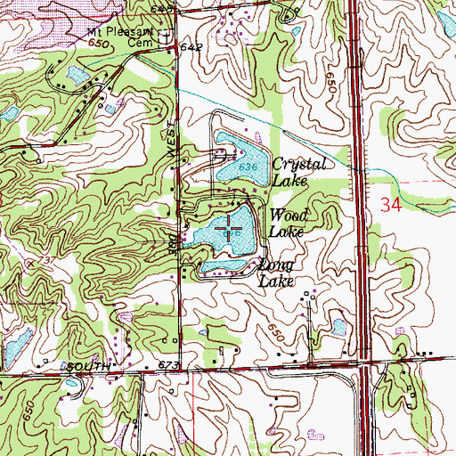 Topographic Map of Wood Lake, IN