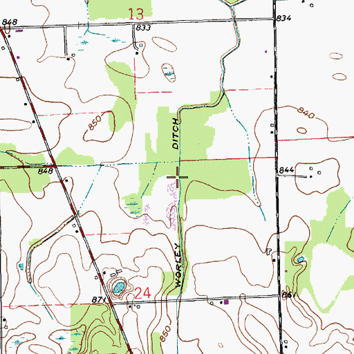 Topographic Map of Worley Ditch, IN