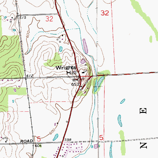 Topographic Map of Wrights Hill, IN