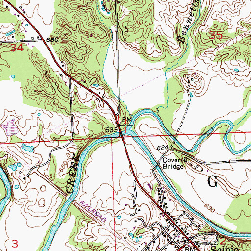 Topographic Map of Wyaloosing Creek, IN
