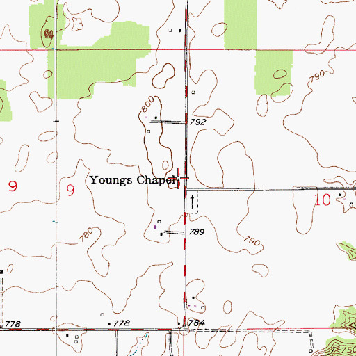 Topographic Map of Youngs Chapel, IN