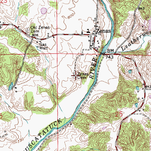 Topographic Map of Zenas Cemetery, IN