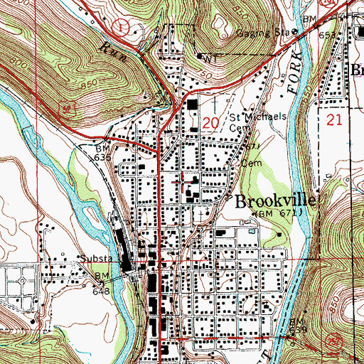 Topographic Map of Brookville Elementary School, IN