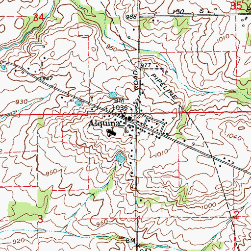 Topographic Map of Alquina Elementary School, IN