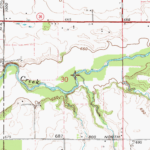 Topographic Map of Dunk Creek, IN