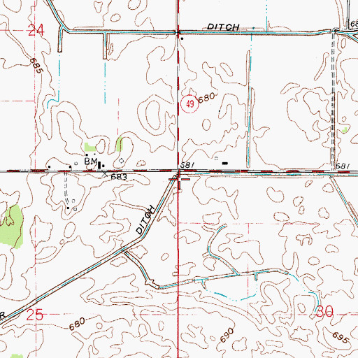 Topographic Map of Lewiston, IN