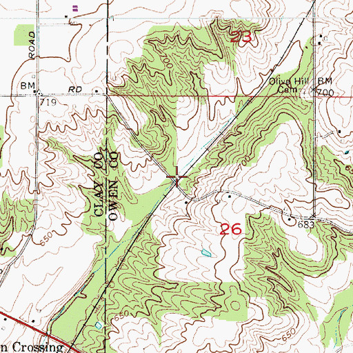 Topographic Map of Beamer, IN