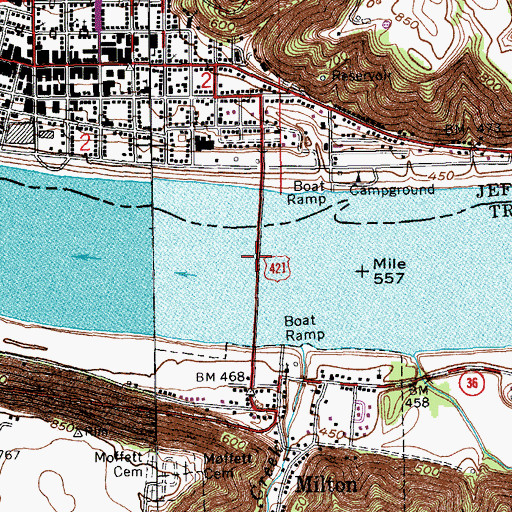 Topographic Map of Madison Bridge, IN