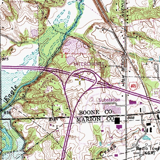 Topographic Map of Interchange 25, IN