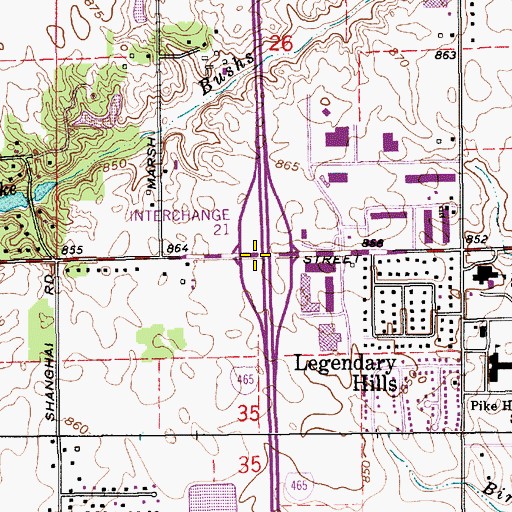 Topographic Map of Interchange 21, IN
