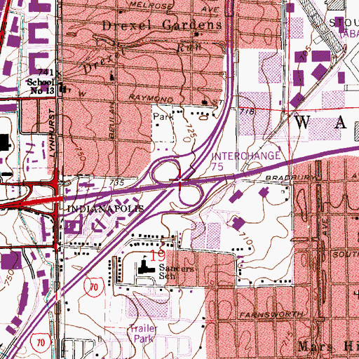 Topographic Map of Interchange 75, IN