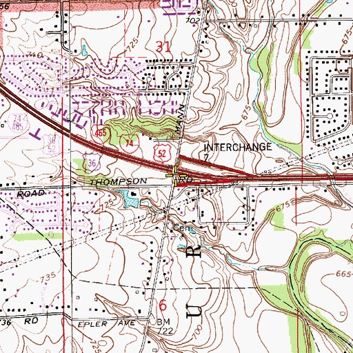 Topographic Map of Interchange 7, IN