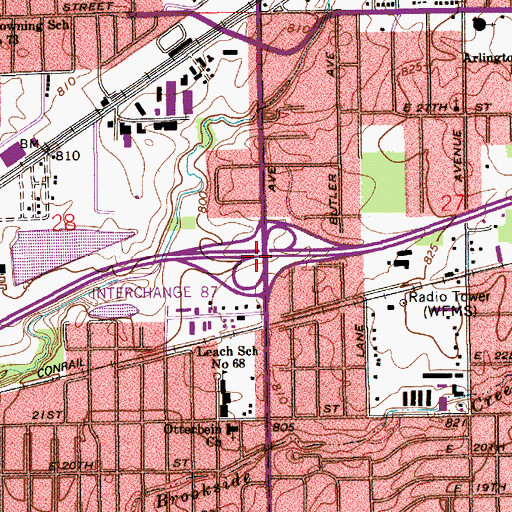 Topographic Map of Interchange 87, IN