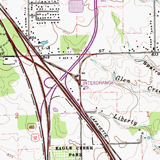 Topographic Map of Interchange 20, IN