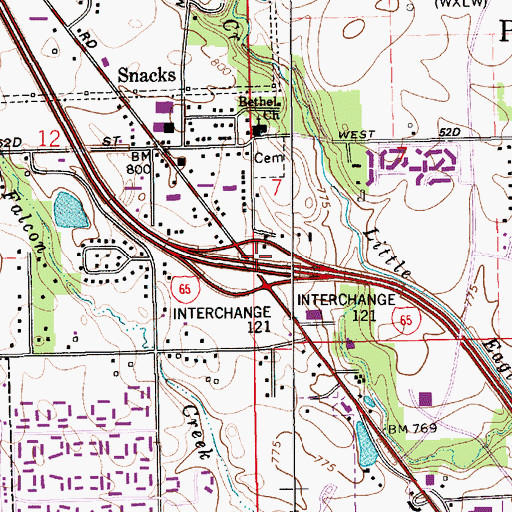 Topographic Map of Interchange 121, IN