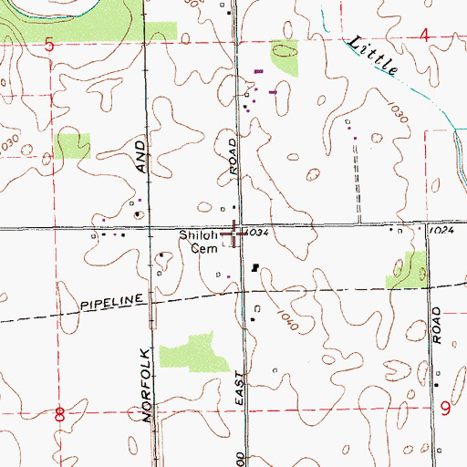 Topographic Map of Shiloh Cemetery, IN