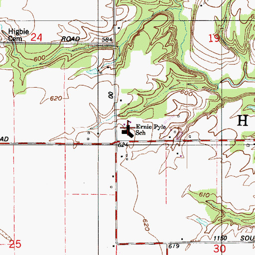 Topographic Map of Ernie Pyle School, IN