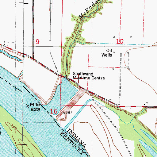 Topographic Map of Southwind Maritime Centre, IN