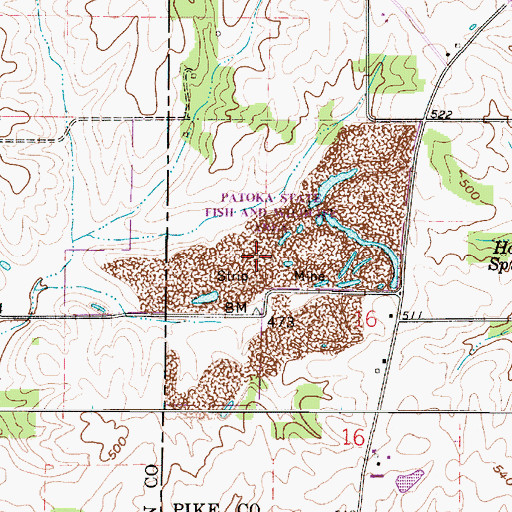 Topographic Map of Patoka State Fish and Wildlife Area, IN