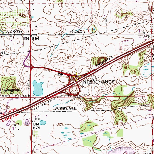 Topographic Map of Interchange 5, IN