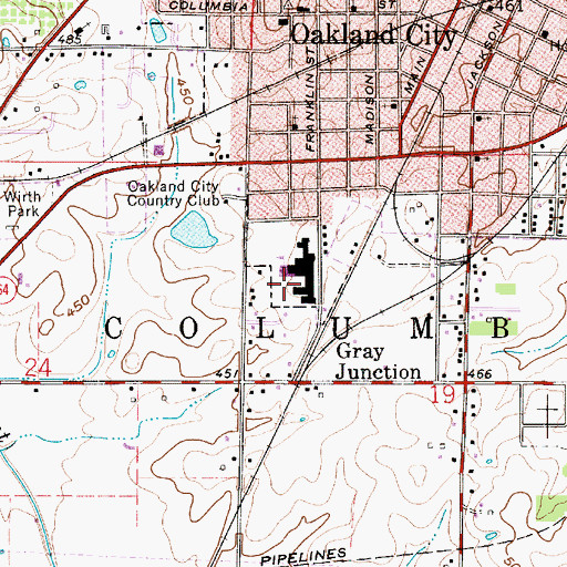 Topographic Map of Waldo J Wood Memorial High School, IN