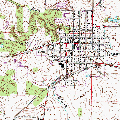 Topographic Map of Owensville Public School, IN