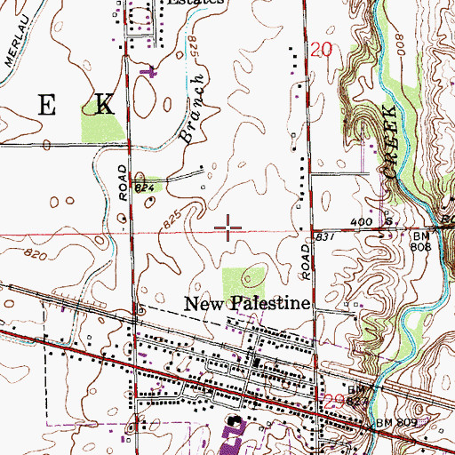 Topographic Map of New Palestine Elementary School, IN