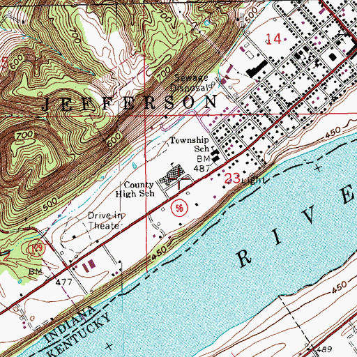 Topographic Map of Switzerland County Junior-Senior High School, IN