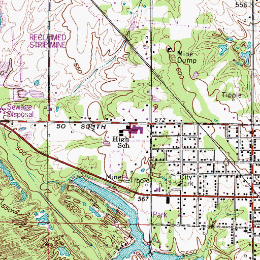 Topographic Map of Union High School, IN