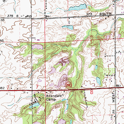 Topographic Map of Ray Willoughby Lake, IN