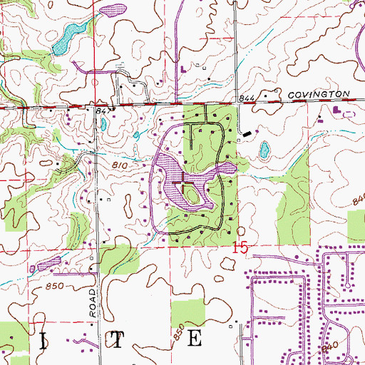 Topographic Map of Covington Lake, IN
