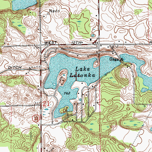 Topographic Map of Lake Latonka Dam, IN