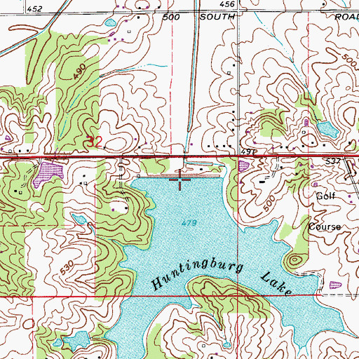 Topographic Map of Huntingburg City Lake Dam, IN