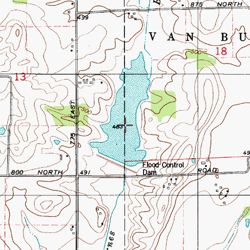 Topographic Map of Prairie Creek Structure Number A-2-3, IN