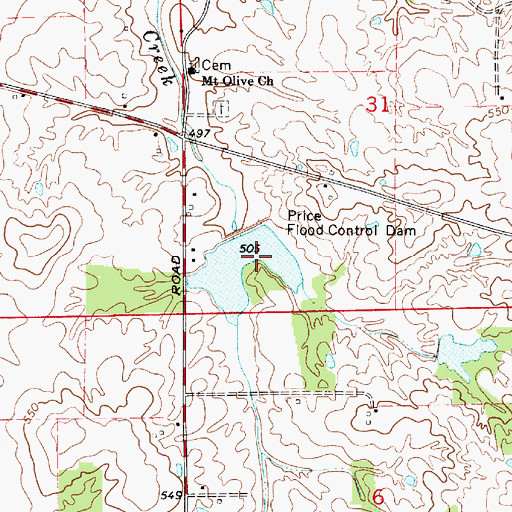Topographic Map of Prairie Creek Structure Number B-3-2, IN