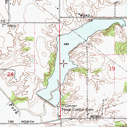 Topographic Map of Prairie Creek Structure Number B-4-7, IN