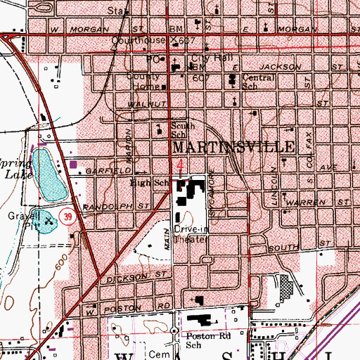 Topographic Map of Martinsville High School, IN