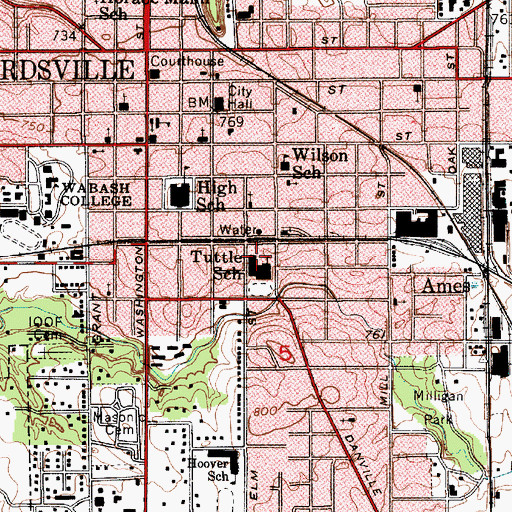 Topographic Map of Joseph F Tuttle Junior High School, IN