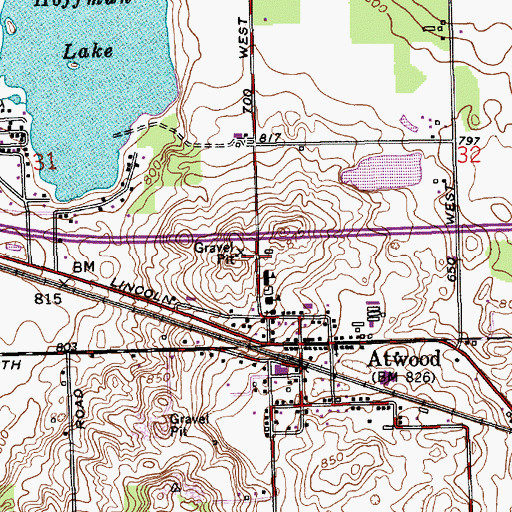 Topographic Map of Atwood Elementary School, IN